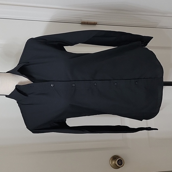 Port Authority Size XS Black Button Down Long Sleeve Blouse, Exc. Used Condition - Picture 1 of 11